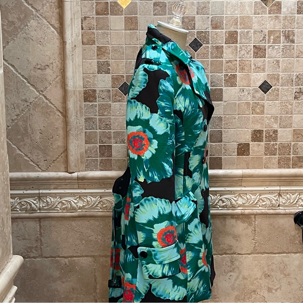 Banana Republic green floral trench coat - Picture 5 of 14